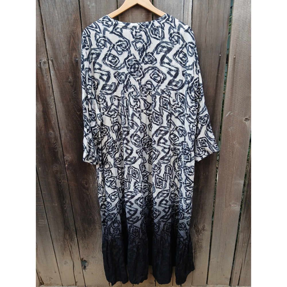 Zim Zoe Dress Womens Plus Black Geometric Pockets Flowy Midi House Dress 26/28 - Picture 9 of 10